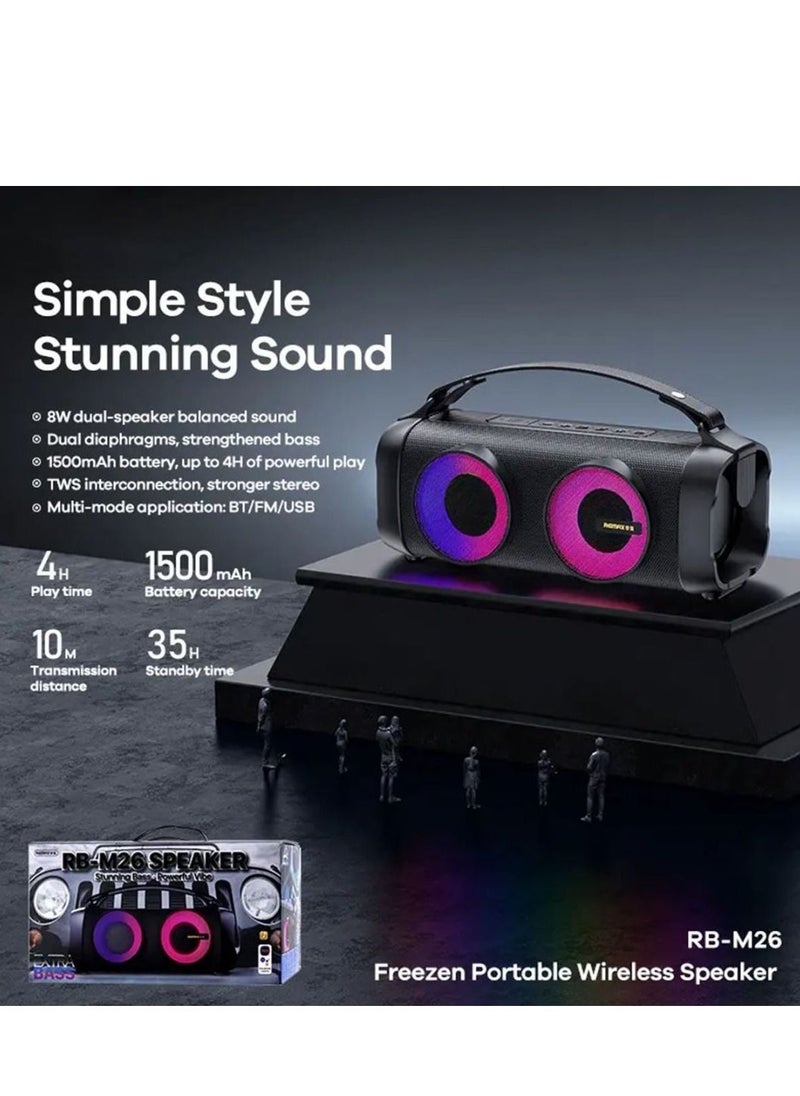 REMAX - REMAX Freezen Portable Wireless Bluetooth Speaker RB-M26 Black - Image 1