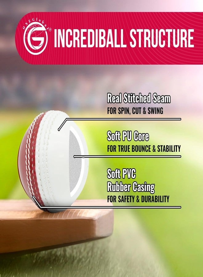 ONEGlobal Soft Rubber Cricket Ball for Practice | Outdoor & Indoor Practice Cricket Ball With Core & Stitched Seam | Realistic Feel, True Bounce & Swing For Practice, Honing Skills & Family Fun (1-Red&White) - Image 4