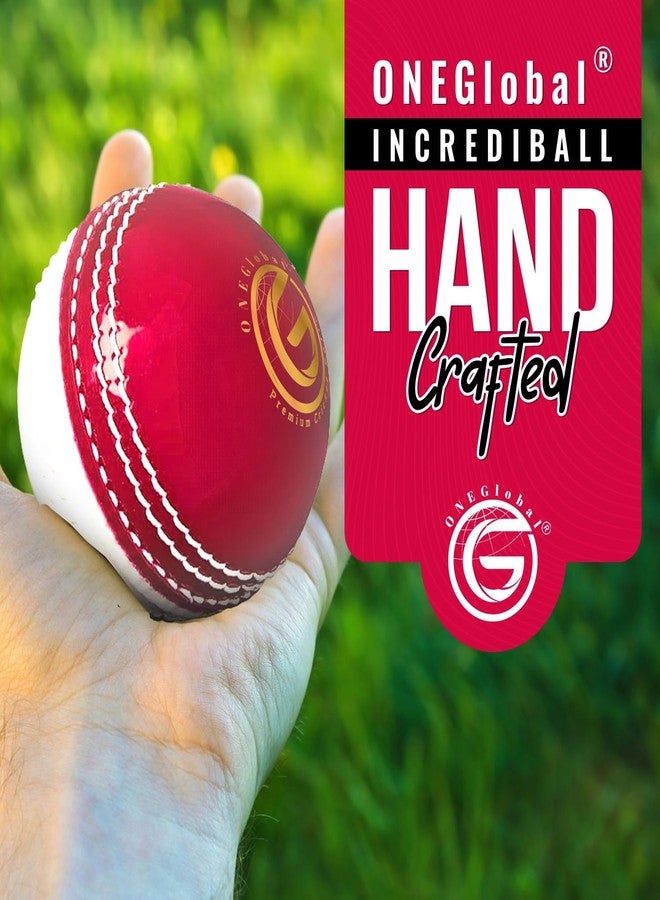 ONEGlobal Soft Rubber Cricket Ball for Practice | Outdoor & Indoor Practice Cricket Ball With Core & Stitched Seam | Realistic Feel, True Bounce & Swing For Practice, Honing Skills & Family Fun (1-Red&White) - Image 2