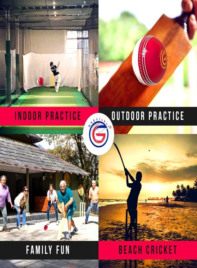 ONEGlobal Soft Rubber Cricket Ball for Practice | Outdoor & Indoor Practice Cricket Ball With Core & Stitched Seam | Realistic Feel, True Bounce & Swing For Practice, Honing Skills & Family Fun (1-Red&White) - Image 5