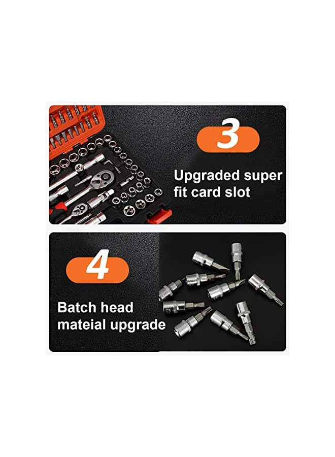 PROMASS Socket Tool Kit Set,108PCS Car Repair Tool Wrench Set Batch Head Ratchet Pawl Socket Spanner Screwdriver for Home Repair Shop - Image 5