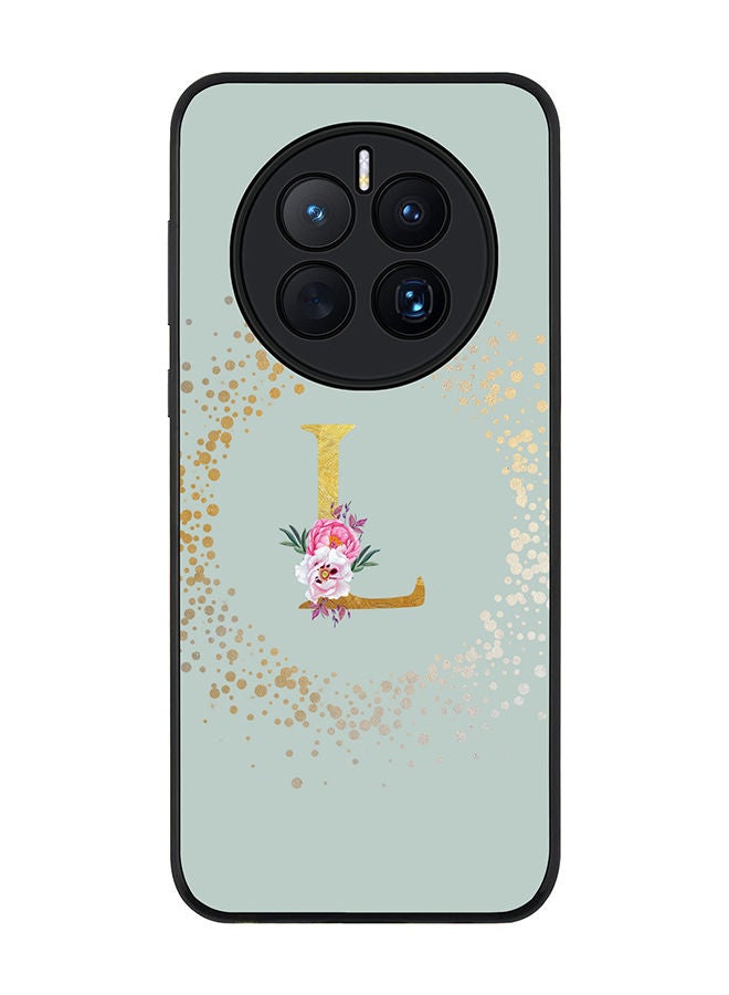 Stylizedd Rugged Black edge case for Huawei Mate 50 Slim fit Soft Case Flexible Rubber Edges TPU Gel Thin Cover - Custom Monogram Initial Letter Floral Pattern Alphabet - L (Light Grey) - Image 1