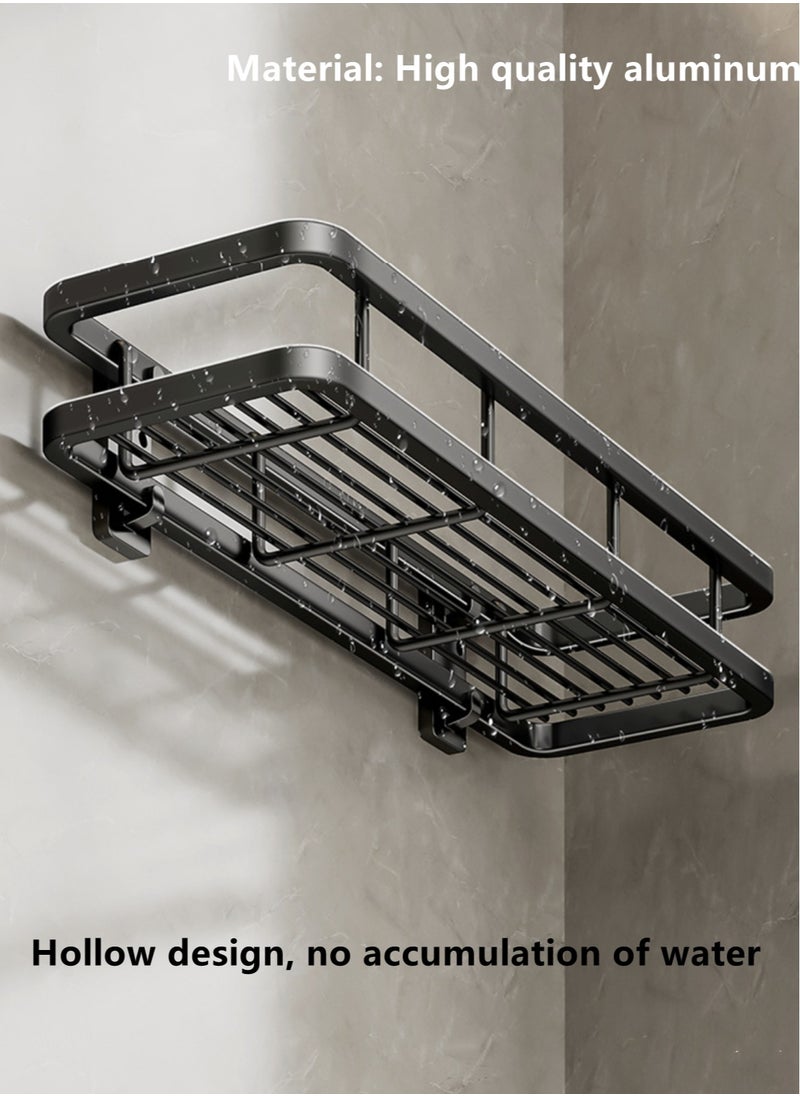 Kutis 2-Pieces Bathroom Shelf Shower Shampoo Soap Organizer Wall Mounts Storage Rack Steel Black  40x12x5 cm  - Image 4