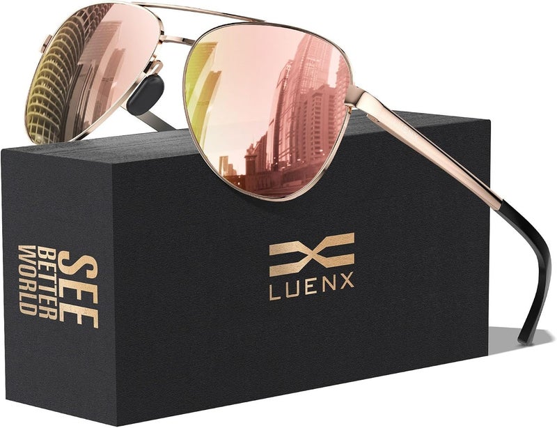 LUENX Aviator Sunglasses for Men Women Polarized - UV400 Protection, Stylish Shades 59 MM, Driving, Outdoor Activities - Image 1
