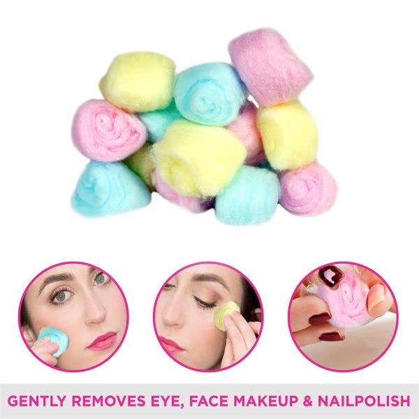 Tandem Multicolor Cosmetic Cotton Balls For Skin Cleaning Makeup and Nail Polish Remover safe for sensitive Skin 100 Pure Soft Cotton 150 BallsSet Of 3 - Image 2
