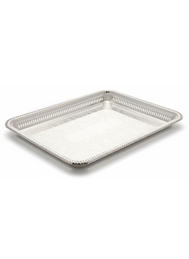 Dove Stainless Steel Rectangular Serving Tray Silver 50cm - Image 1
