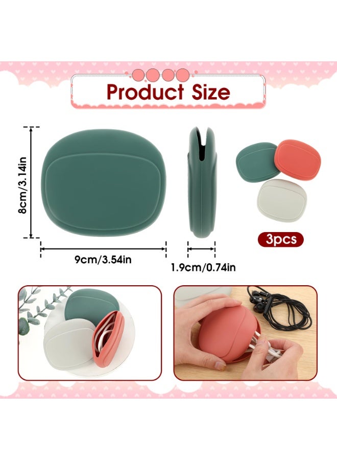 CMGTYYD. ٣ قطع من منظم سماعات الرأس السيليكوني، حافظة تخزين كابلات البيانات، صندوق مفاتيح صغير محمول، منظم أسلاك، حقيبة يد، ملحقات سفر، للمنزل أو مكان العمل، حامل أحمر شفاه. - Image 2