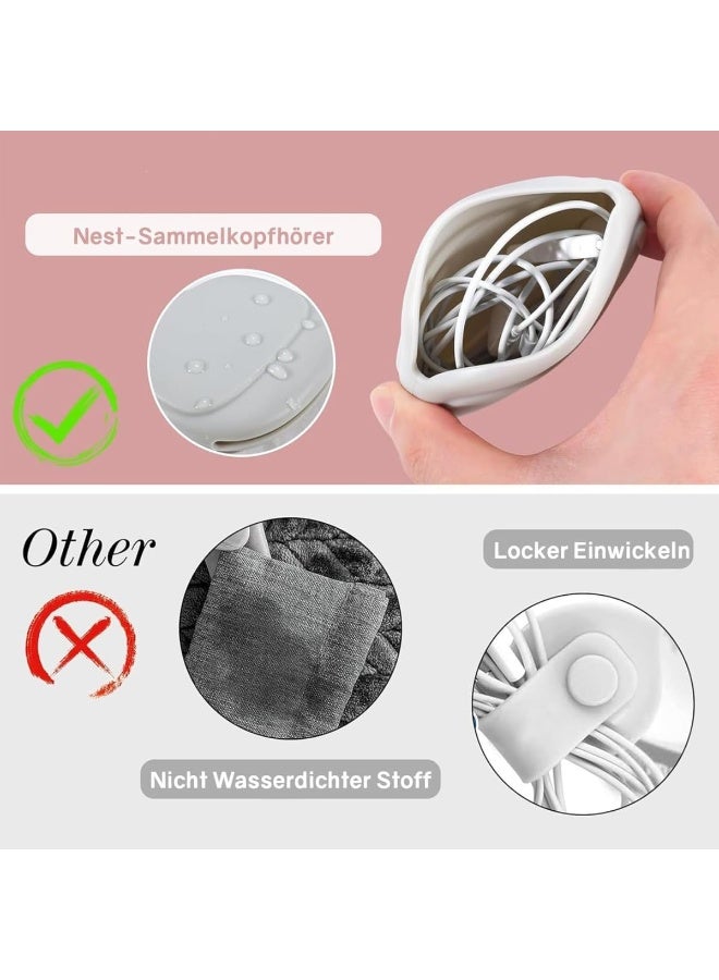 CMGTYYD. ٣ قطع من منظم سماعات الرأس السيليكوني، حافظة تخزين كابلات البيانات، صندوق مفاتيح صغير محمول، منظم أسلاك، حقيبة يد، ملحقات سفر، للمنزل أو مكان العمل، حامل أحمر شفاه. - Image 4