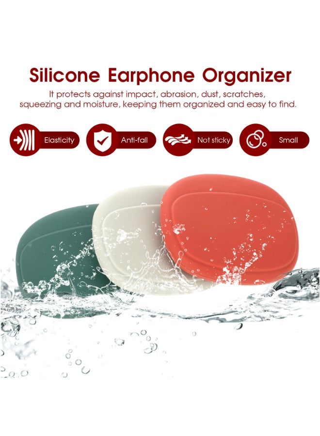 CMGTYYD. ٣ قطع من منظم سماعات الرأس السيليكوني، حافظة تخزين كابلات البيانات، صندوق مفاتيح صغير محمول، منظم أسلاك، حقيبة يد، ملحقات سفر، للمنزل أو مكان العمل، حامل أحمر شفاه. - Image 3