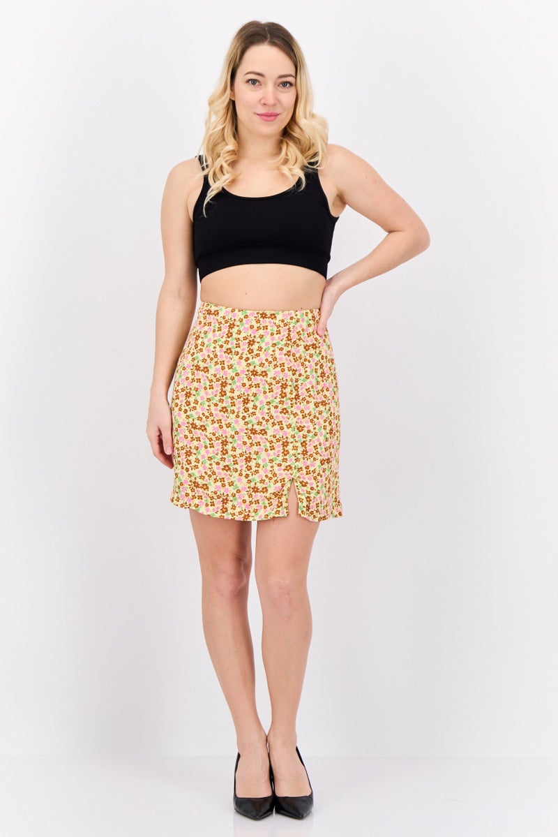 MANGO Women Floral Print Basic Mini Skirt, Multicolor  - Image 4