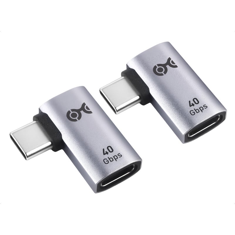 Cable Matters 2-Pack 40Gbps Flat Right Angle USB C Adapter, Up to [4K@240Hz Video, 240W Charging, 40Gbps Data Transfer] 90 Degree USB C Adapter, Compatible with Thunderbolt 4, iPhone 16, Steam Deck - Image 1