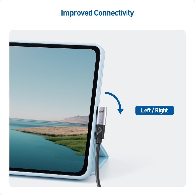 Cable Matters 2-Pack 40Gbps Flat Right Angle USB C Adapter, Up to [4K@240Hz Video, 240W Charging, 40Gbps Data Transfer] 90 Degree USB C Adapter, Compatible with Thunderbolt 4, iPhone 16, Steam Deck - Image 2