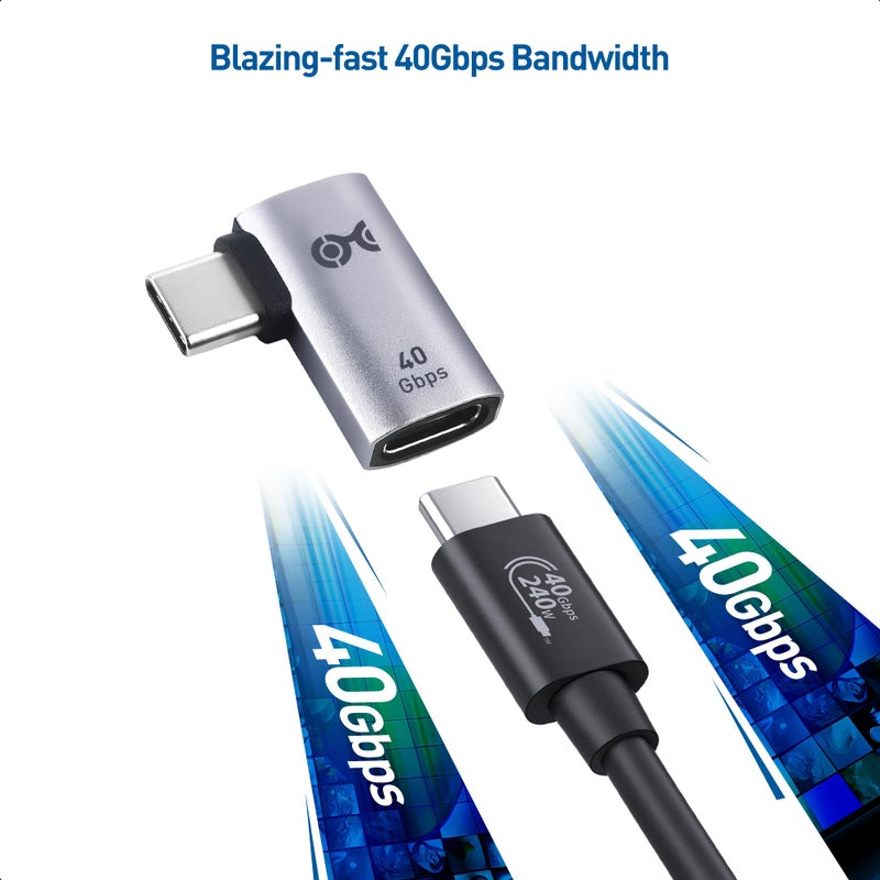 Cable Matters 2-Pack 40Gbps Flat Right Angle USB C Adapter, Up to [4K@240Hz Video, 240W Charging, 40Gbps Data Transfer] 90 Degree USB C Adapter, Compatible with Thunderbolt 4, iPhone 16, Steam Deck - Image 3