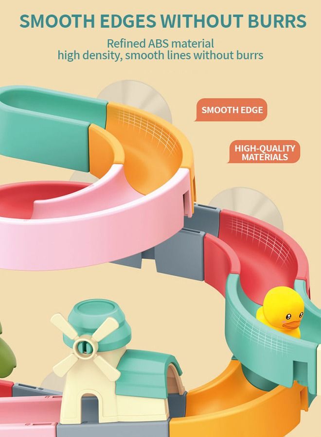 GROIC 62 Pcs Kids Bath Toys Duck Slide Splash Smile Water Ball Track Stick to Wall Bathtub Toy for Toddlers DIY Waterfall Pipe and Tubes Tub with Suction Wheels Gift Boys Girls - Image 5