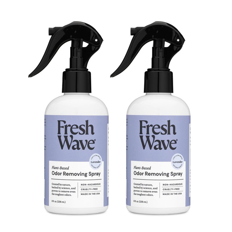Fresh Wave Lavender Odor Eliminator Spray & Air Freshener, 8 oz. Pack of 2. Odor Absorbers for Home. Safer Odor Relief Natural Plant-Based For Furniture, Fabrics & Trash - Image 1