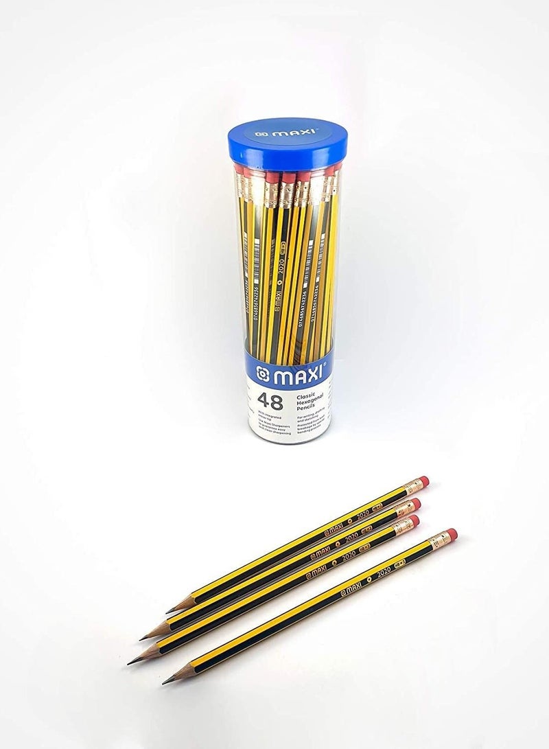 Maxi Classic Hexagonal  Pencil With Eraser Tip Jar Of 48Pc - Image 2