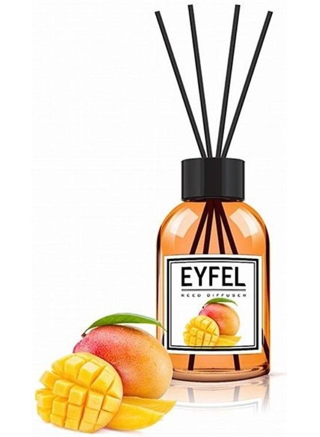 آيفيل مجموعة معطر جو برائحة المانجو الحلوة - 120 مل، عطر منزلي يدوم طويلاً مع أعواد أنيقة لنشر الزيوت العطرية، مناسبة للحمامات، غرف المعيشة، المكاتب، المحلات التجارية، وصالات العرض - مانجو - Image 4