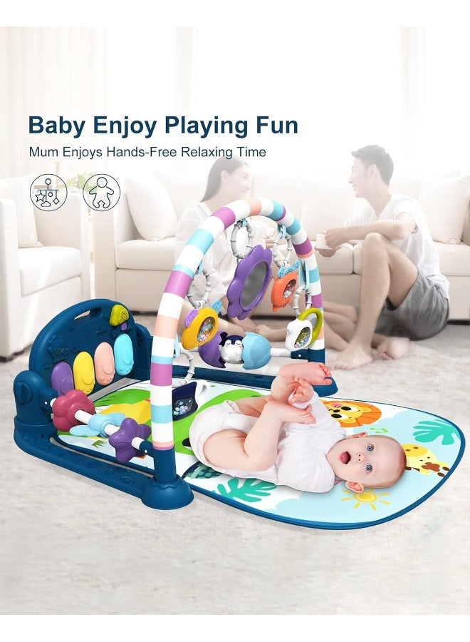 dearlomum Baby Play Mat Gym, Funny Play Piano Tummy Time Activity Mat with 5 Infant Sensory Toys, Music and Lights, Boy & Girl Gifts for Newborns 0 to 3 6 9 12 Monthsï¼ˆNew Blueï¼‰ - Image 4