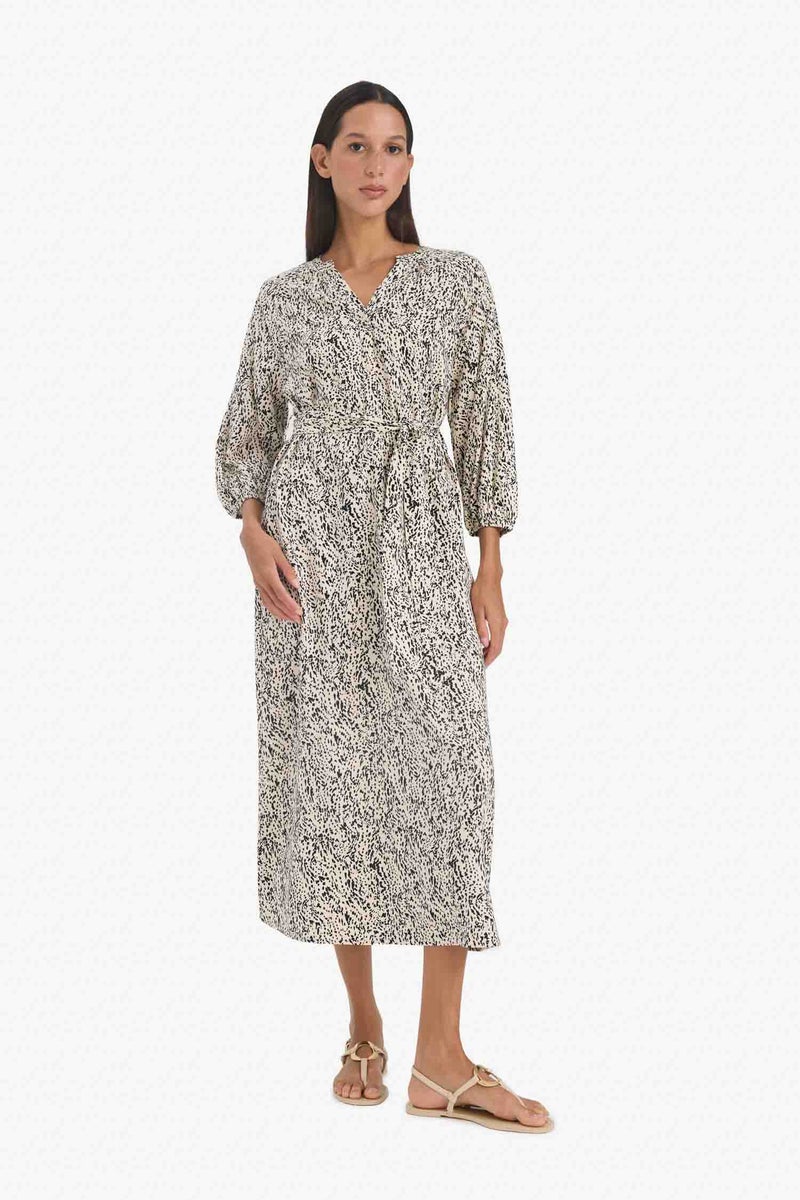 DeFacto Beige Woman Animal Print Raglan Sleeves Maxi Dress Casual - Image 1