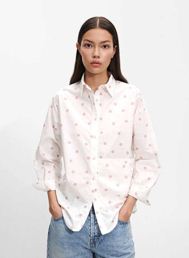PARFOIS Polka Dot Cotton Shirt