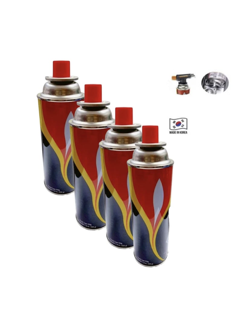 SUNFLAME Butane Gas Korean For Camping Stove And Refilling Lighters Pack Of 4 x 220 g - Image 1