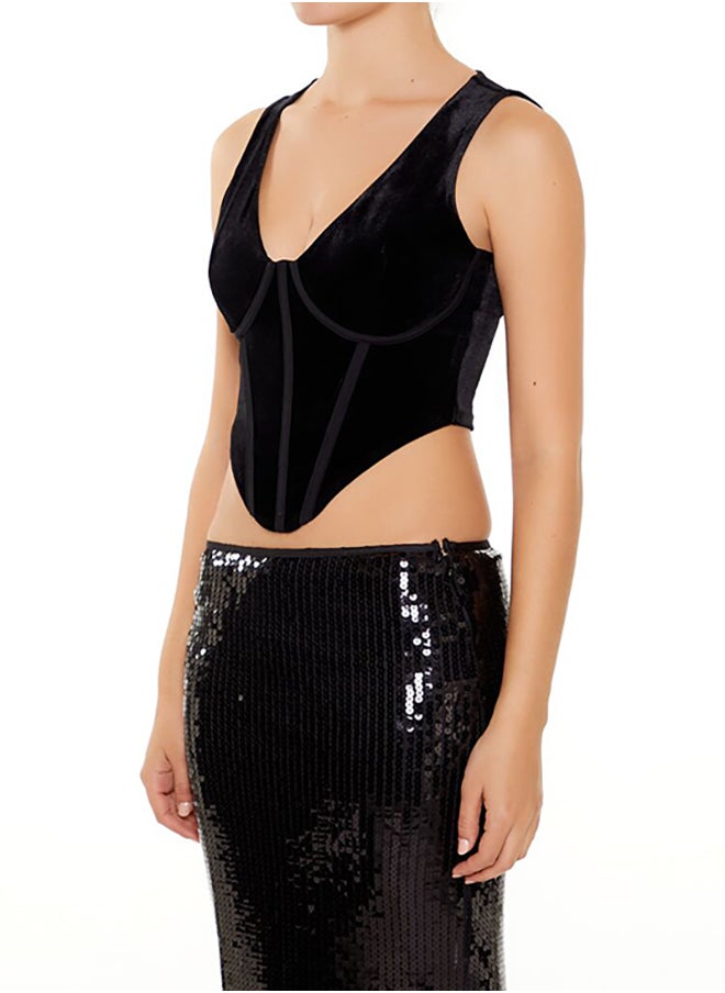 FOREVER 21 - Velvet Bustier Cropped Tank Top - Image 1