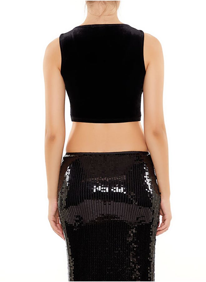 FOREVER 21 - Velvet Bustier Cropped Tank Top - Image 1