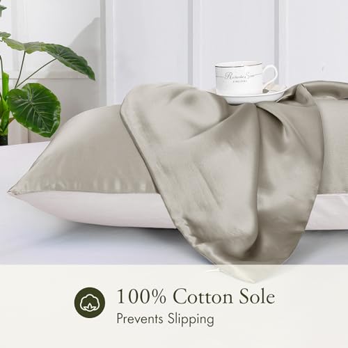 LILYSILK 19mm Silk Pillowcase for Hair and Skin with Cotton Underside Standard/Queen 20x30 Inch Silvergray 1pc - Image 3