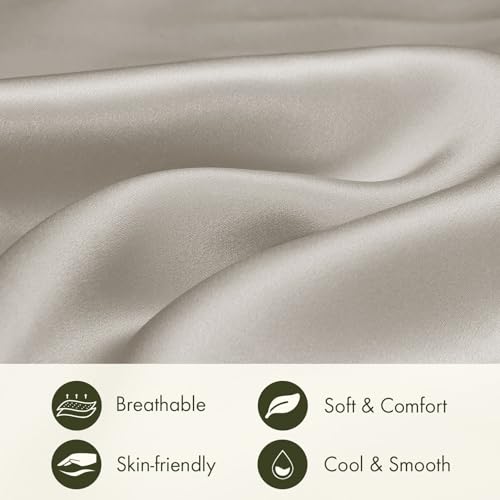 LILYSILK 19mm Silk Pillowcase for Hair and Skin with Cotton Underside Standard/Queen 20x30 Inch Silvergray 1pc - Image 5