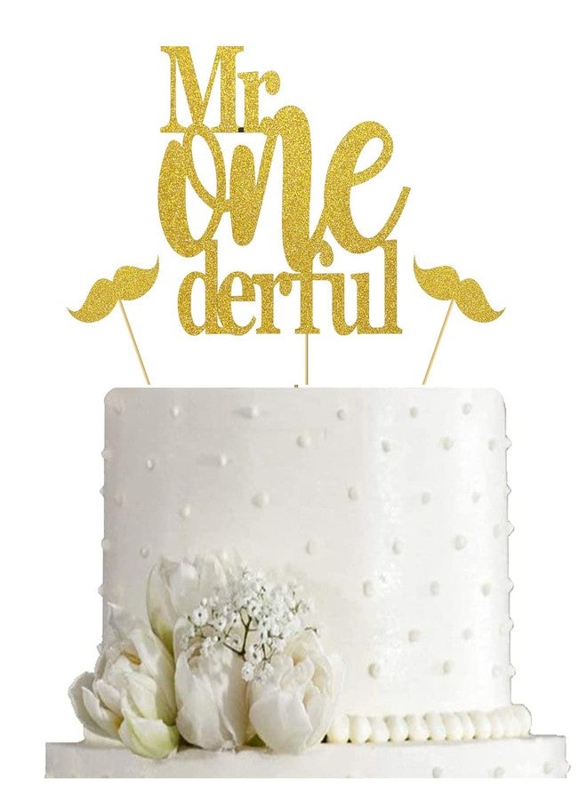 SVM CRAFT® Mr Onederful Cake Topper For Birthday - gold Glitter Cake Topper, kids cake topper. one cake topper - Image 3