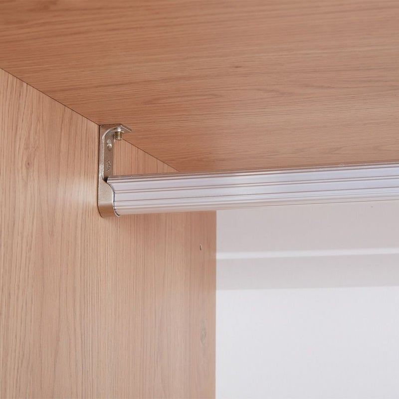 DANUBE HOME Float 5 Door Wardrobe With 1 Mirror | Sturdy Closet Clothes Storage Cupboard | Modern Design Space Saving Swing Door Cabinet For Bedroom L226.6xW59.6xH216cm-Natural Oak - Image 3