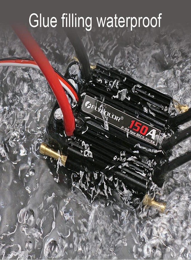 FLYCOLOR 150A ESC 2-6S Waterproof Brushless Electronic Speed Controller with 5.5V/5A BEC and XT90 6.0mm Banana Head Connector for Model Ship RC Boat - Image 5