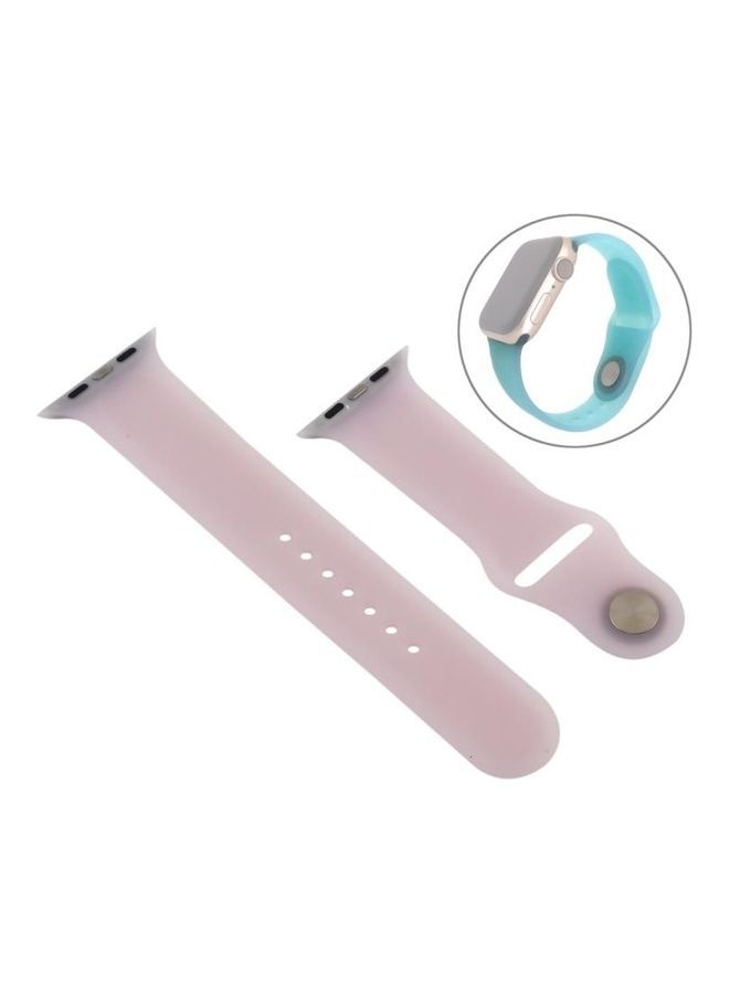NIBEMINENT Pure Color Silicone Wrist Watchband for Apple Watch Series 5/4 44mm - 3/2/1 42mm Pink - Image 1