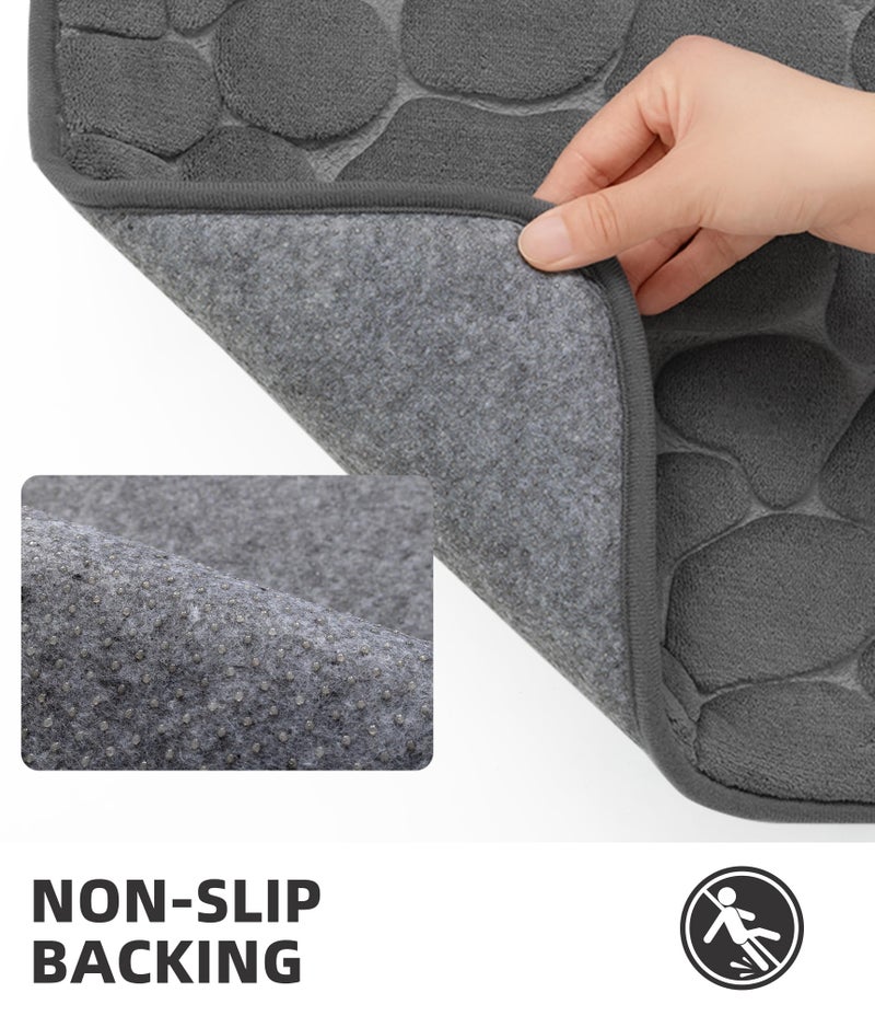 YIHOUSE Bathroom Mat Rug, Memory Foam Bath Mat, Non-Slip Bathroom Floor Mats, Cobblestone Bath Mats Absorbent Bath Rugs Washable Quick Dry (17x24,Dark Gray) - Image 3