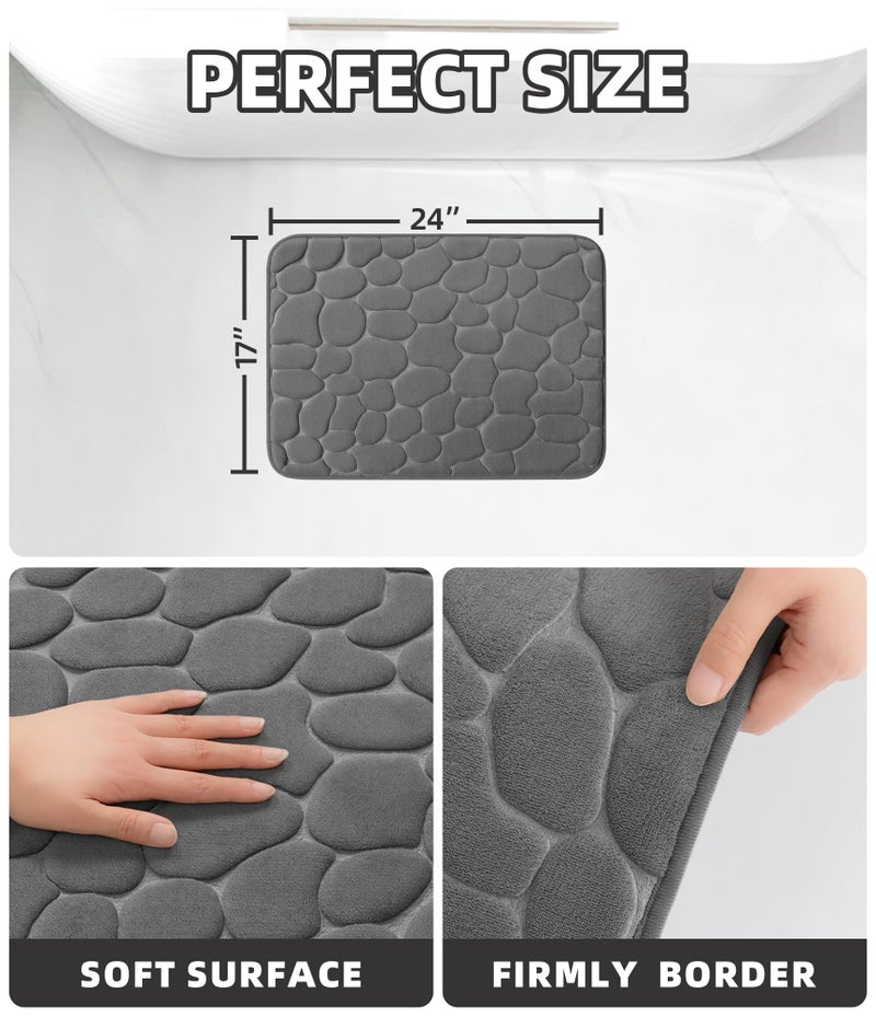 YIHOUSE Bathroom Mat Rug, Memory Foam Bath Mat, Non-Slip Bathroom Floor Mats, Cobblestone Bath Mats Absorbent Bath Rugs Washable Quick Dry (17x24,Dark Gray) - Image 5