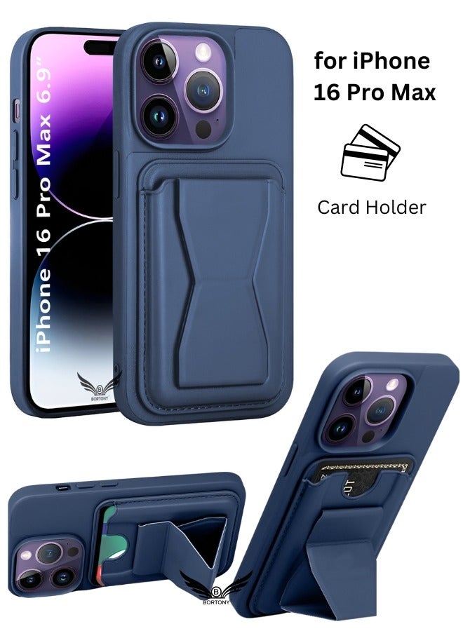 BORTONY iPhone 16 Pro Max Case with Card Holder Magnetic Kickstand PU Leather Shockproof Protective Cover for iPhone 16 Pro Max 6.9 Inch - Image 1