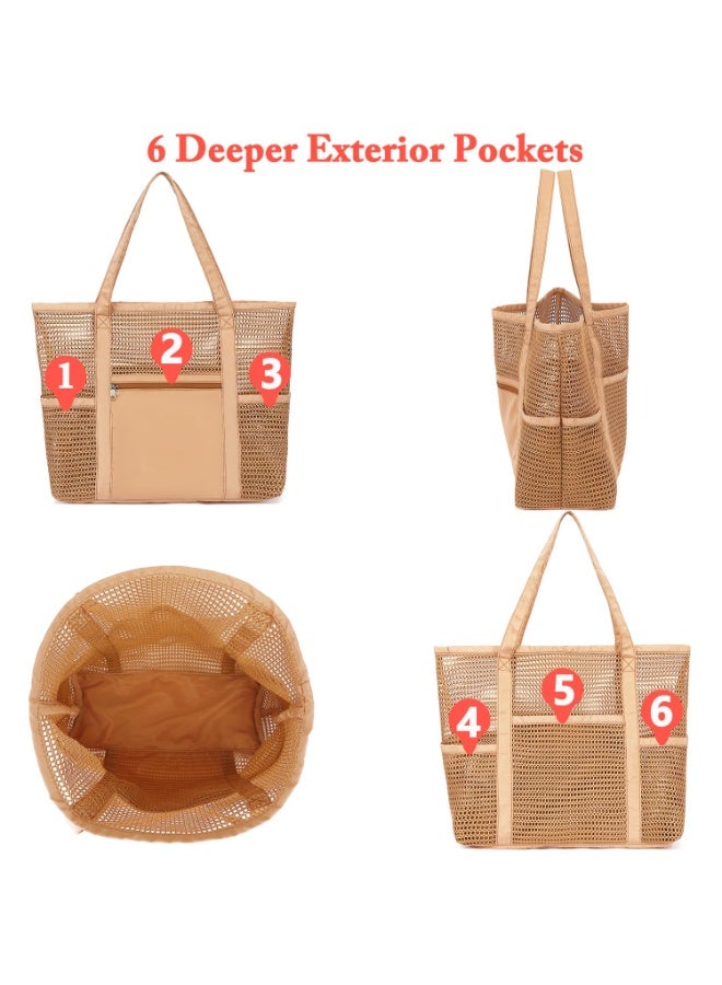 Arabest Mesh Beach Bag for Women, Casual Hobo Bags Large Beach Tote for Pool Travel Cruise Vacation Essentials - Image 4