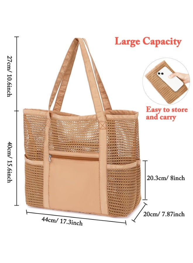Arabest Mesh Beach Bag for Women, Casual Hobo Bags Large Beach Tote for Pool Travel Cruise Vacation Essentials - Image 5