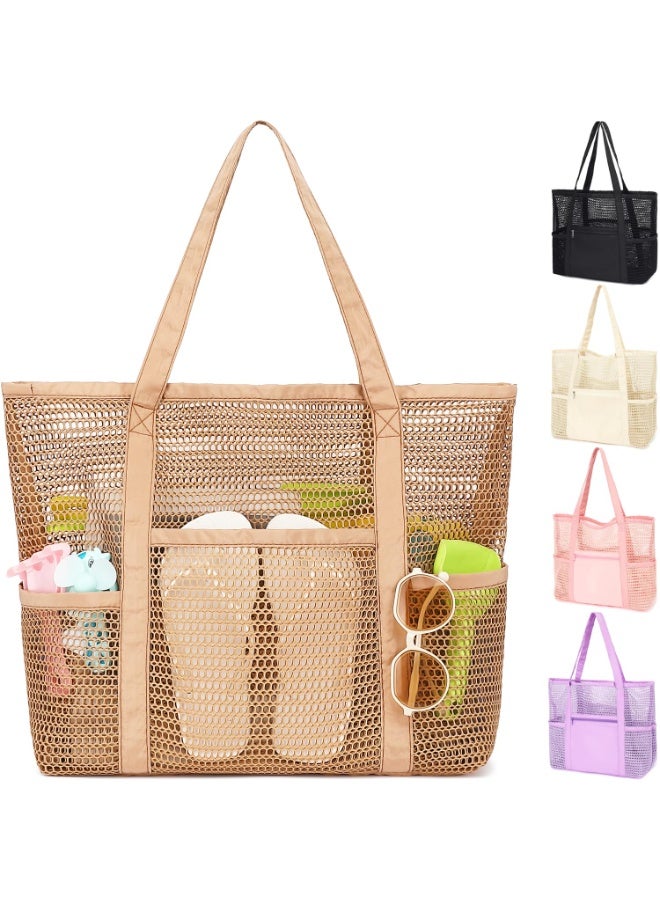 Arabest Mesh Beach Bag for Women, Casual Hobo Bags Large Beach Tote for Pool Travel Cruise Vacation Essentials - Image 1