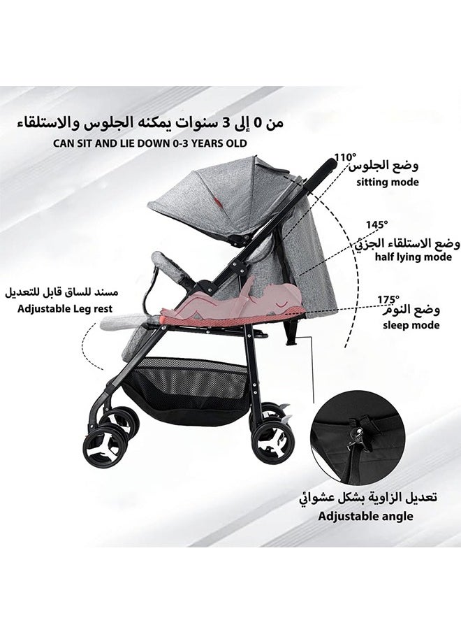 WEMART Baby Stroller With Removable Armrests,One-Hand Foldable Pushchair,Adjustable Backrest & Canopy,Suitable for Different Road Conditions,Large Storage Basket,Suitable for 0-3 Years Old  - Image 3