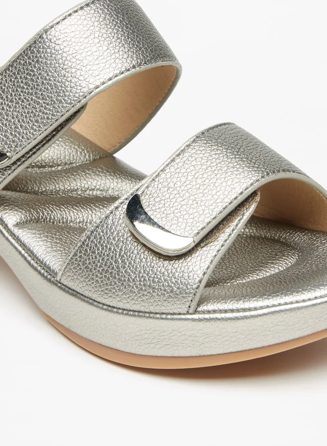 فلورا بيلا من شو إكسبرس Women's Textured Slip-On Sandals with Block Heels Ramadan Collection