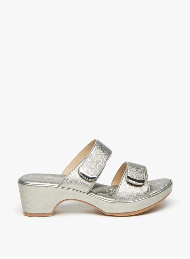 فلورا بيلا من شو إكسبرس Women's Textured Slip-On Sandals with Block Heels Ramadan Collection