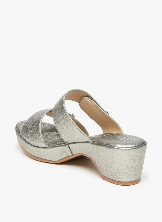 فلورا بيلا من شو إكسبرس Women's Textured Slip-On Sandals with Block Heels Ramadan Collection