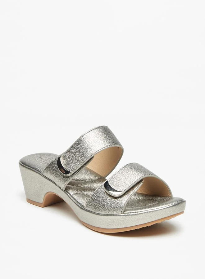 فلورا بيلا من شو إكسبرس Women's Textured Slip-On Sandals with Block Heels Ramadan Collection