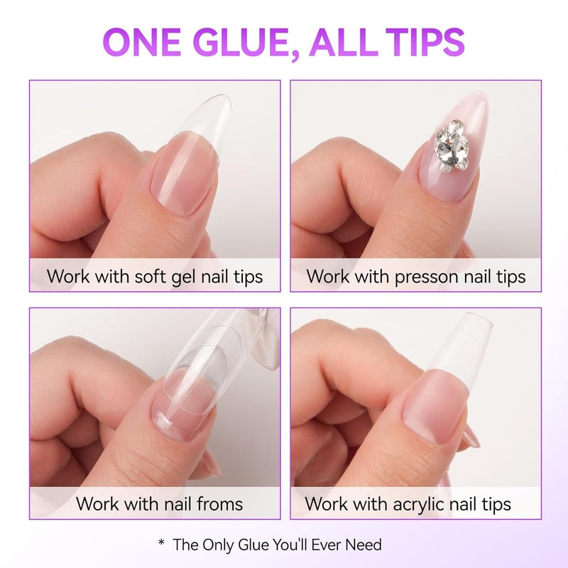 gelike ec 6 in 1 Nail Glue Gel 32ML 2PCS: Extra Strong Nail Glue for Clear Acrylic Nails - Long Lasting Extension Gel Adhesive UV Nail Glue for Clear Press On Nail Tips Nail Polish, UV Cure Required… - Image 5