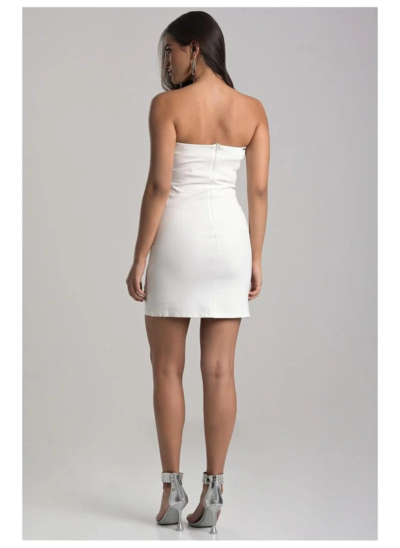 Carmen Steffens  Off-white Strapless Dress Embroidered with Crystals for Women | Best Price UAE