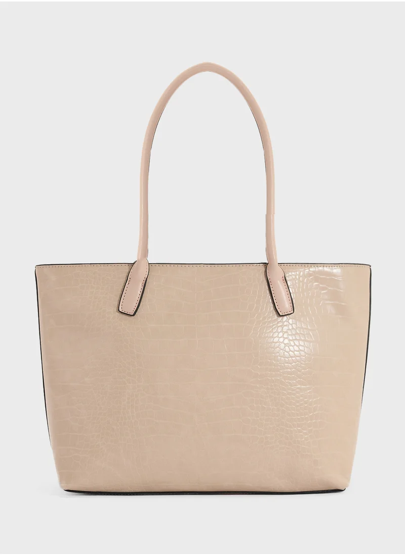 Khizana Horse Bit Detail Croc Tote Bag
