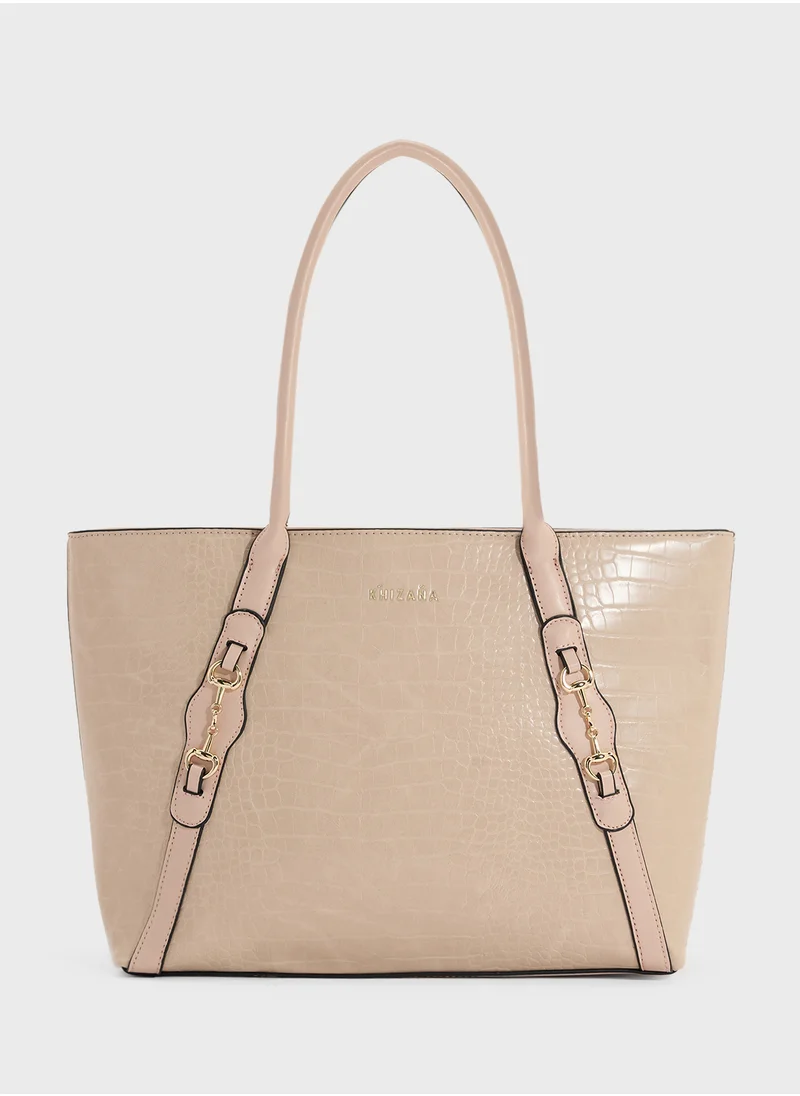 Khizana Horse Bit Detail Croc Tote Bag