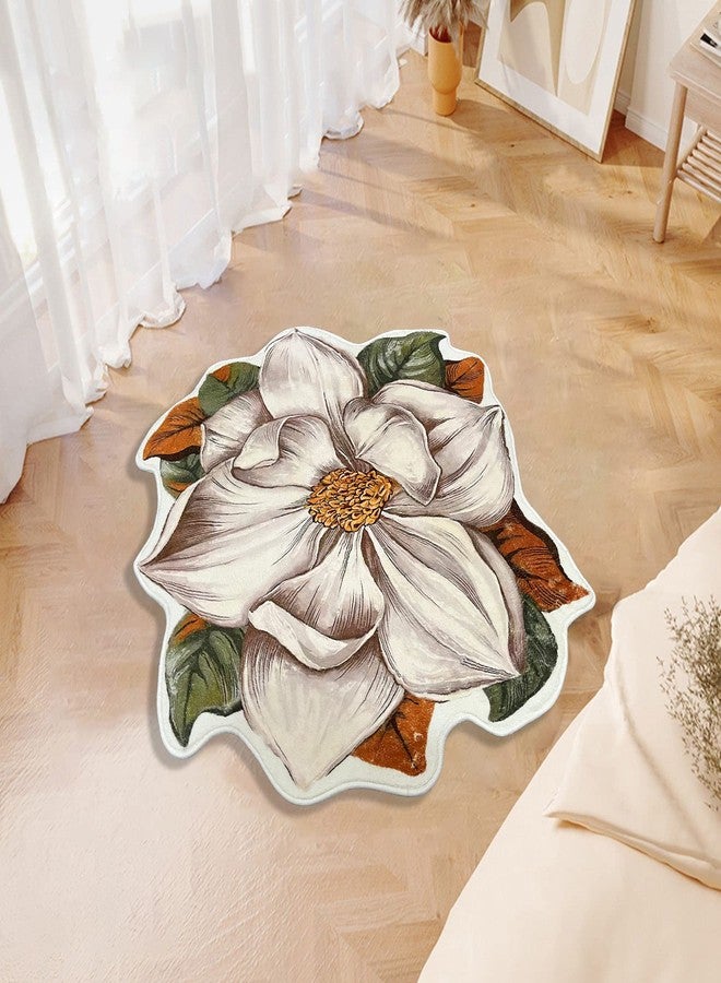 Flower Rug 24” Round Area Rugs Cute Plush Flower Shaped Rug Circle Non Slip Water Absorption Doormat for Bedroom Bedside Living Room Bathroom Kitchen Floor Mat, Lily - Image 2