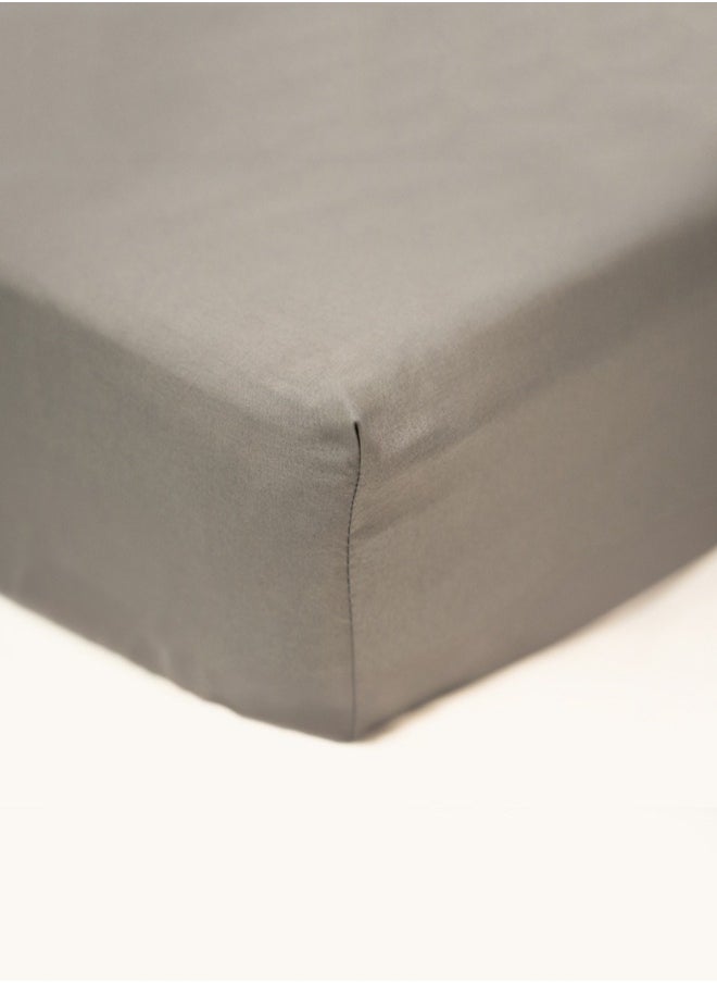 American Linen King Plain Fitted Sheet with 2 Pillow Case 200 x 200 Cm Grey  - Image 2